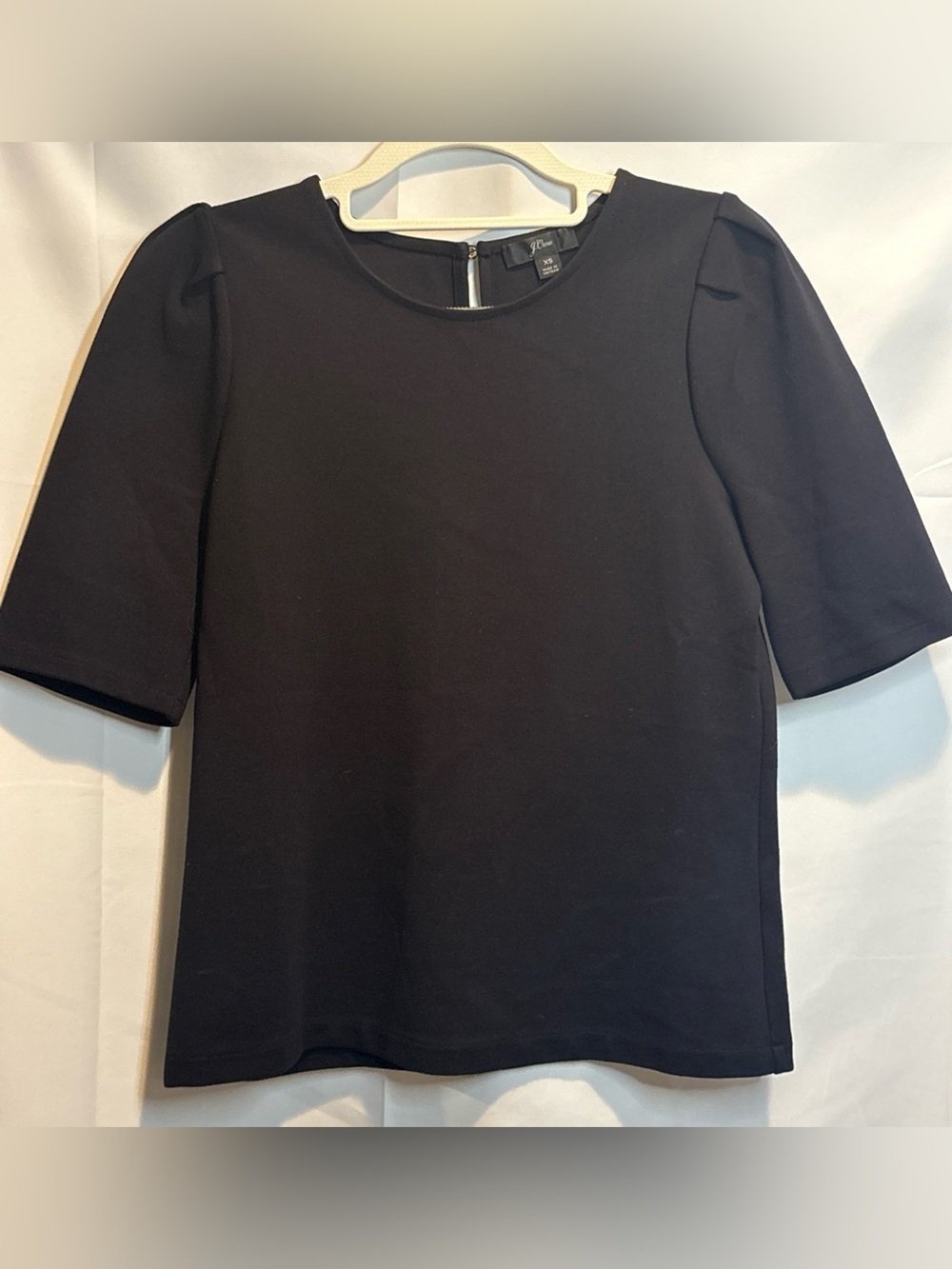 J. Crew Black Puff Short Sleeve Top